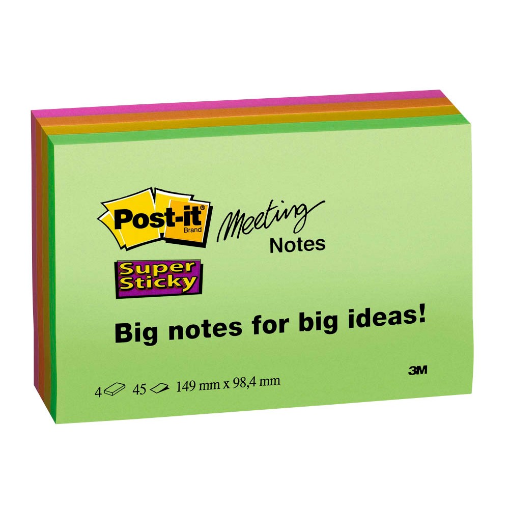 Aktion Post It® Super Sticky Meeting Notes Haftnotizen Extrastark Farbsortiert 4 Blöcke
